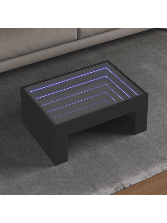 Konferenční stolek s Infinity LED černý 70 x 50 x 30 cm