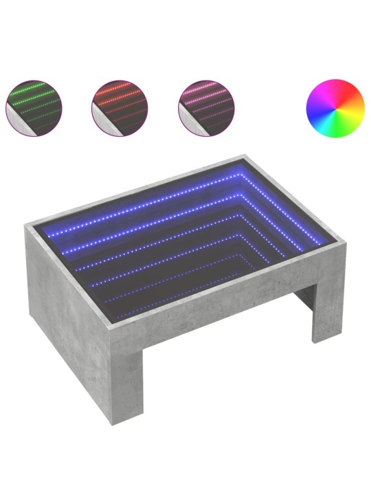 Konferenční stolek s Infinity LED betonově šedý 70 x 50 x 30 cm
