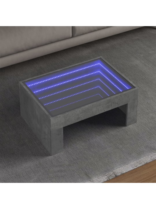 Konferenční stolek s Infinity LED betonově šedý 70 x 50 x 30 cm