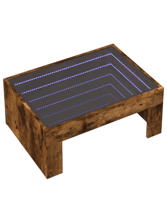 Konferenční stolek s infinity led kouřový dub 70 x 50 x 30 cm