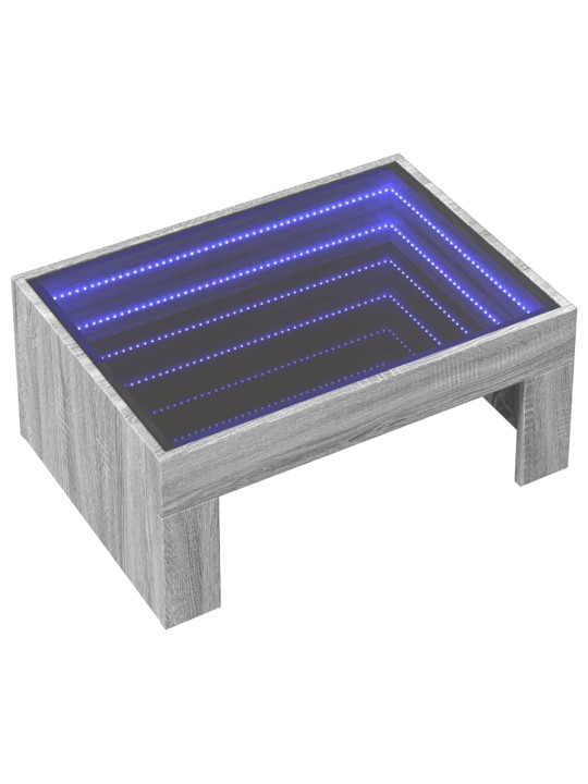 Konferenční stolek s infinity led šedý sonoma 70 x 50 x 30 cm