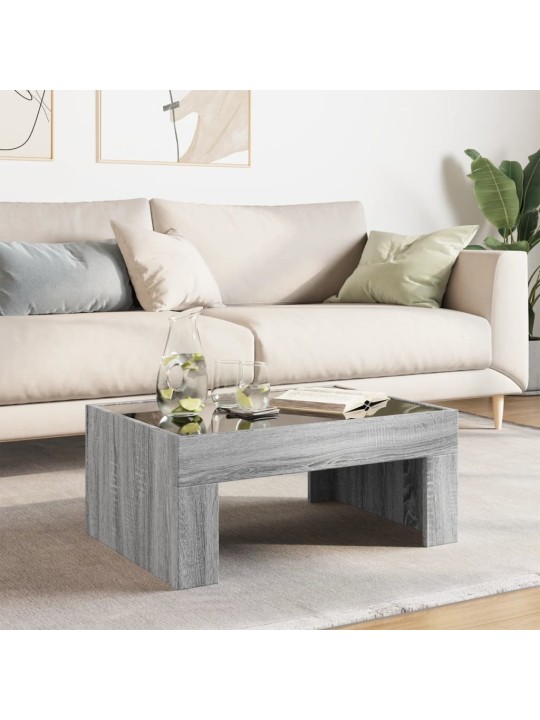 Konferenční stolek s infinity led šedý sonoma 70 x 50 x 30 cm