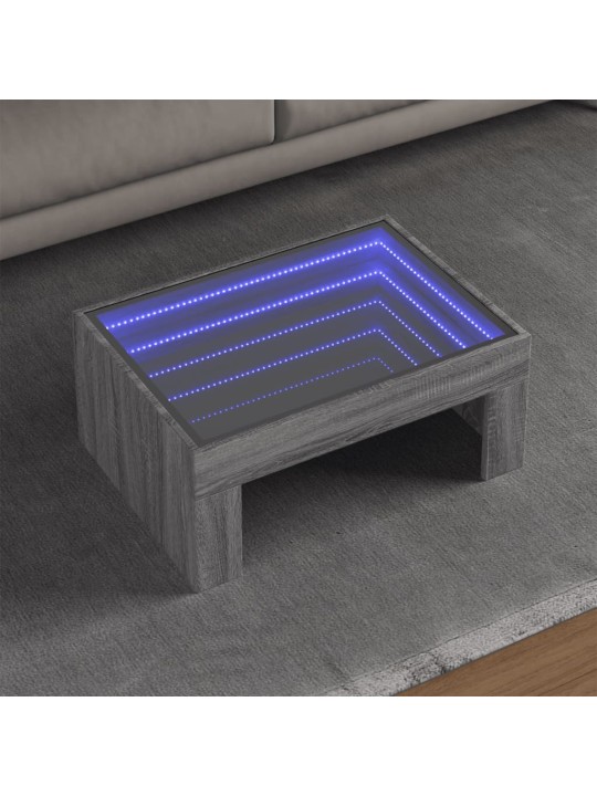 Konferenční stolek s infinity led šedý sonoma 70 x 50 x 30 cm