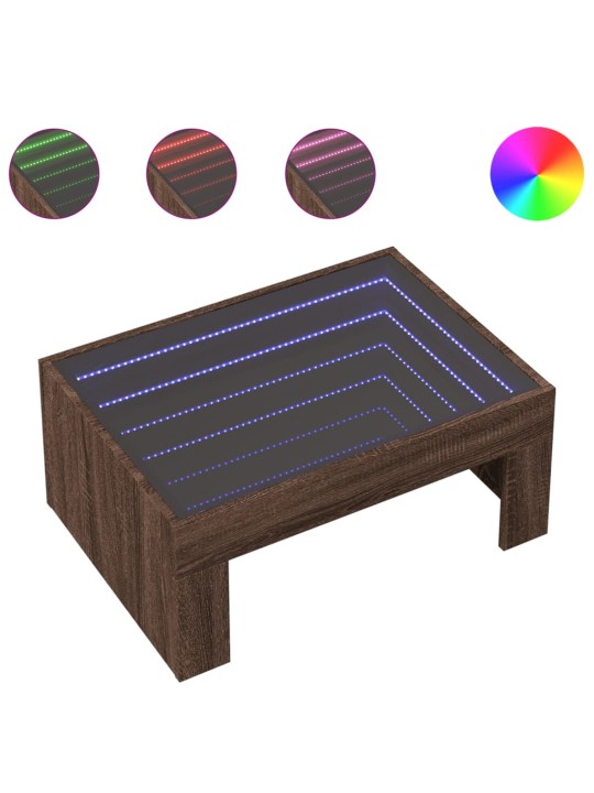 Konferenční stolek s infinity led hnědý dub 70 x 50 x 30 cm