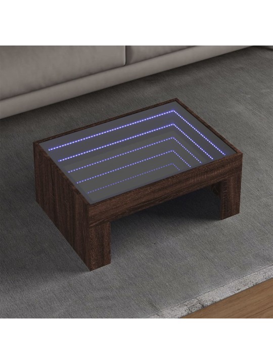 Konferenční stolek s infinity led hnědý dub 70 x 50 x 30 cm