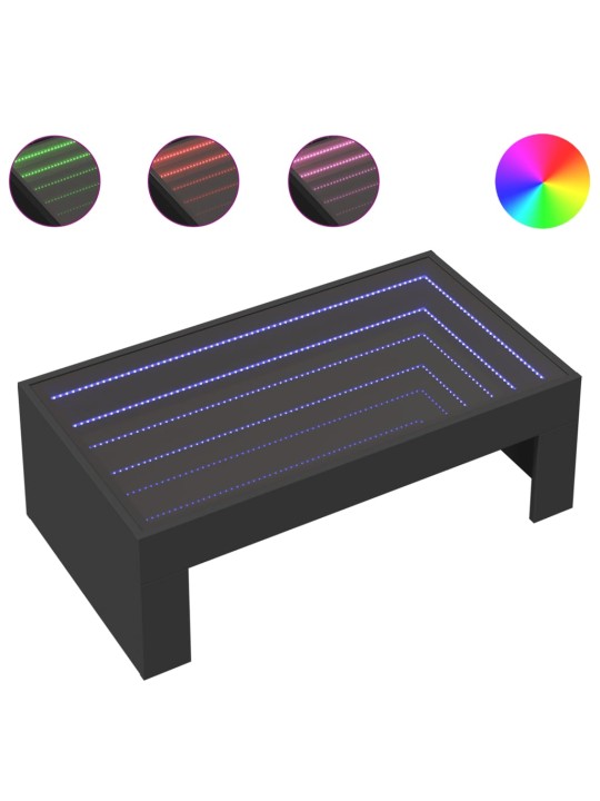 Konferenční stolek s Infinity LED černý 90 x 50 x 30 cm