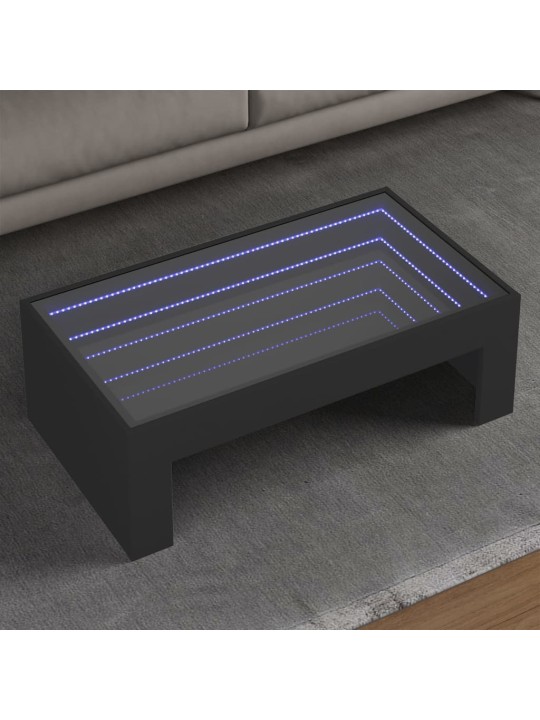 Konferenční stolek s Infinity LED černý 90 x 50 x 30 cm