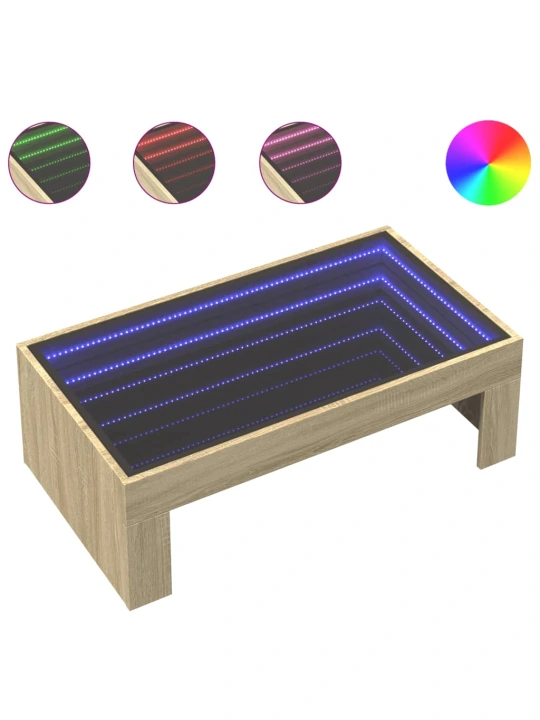 Konferenční stolek s Infinity LED dub sonoma 90 x 50 x 30 cm