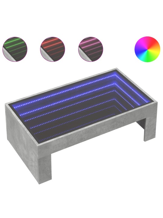 Konferenční stolek s Infinity LED betonově šedý 90 x 50 x 30 cm