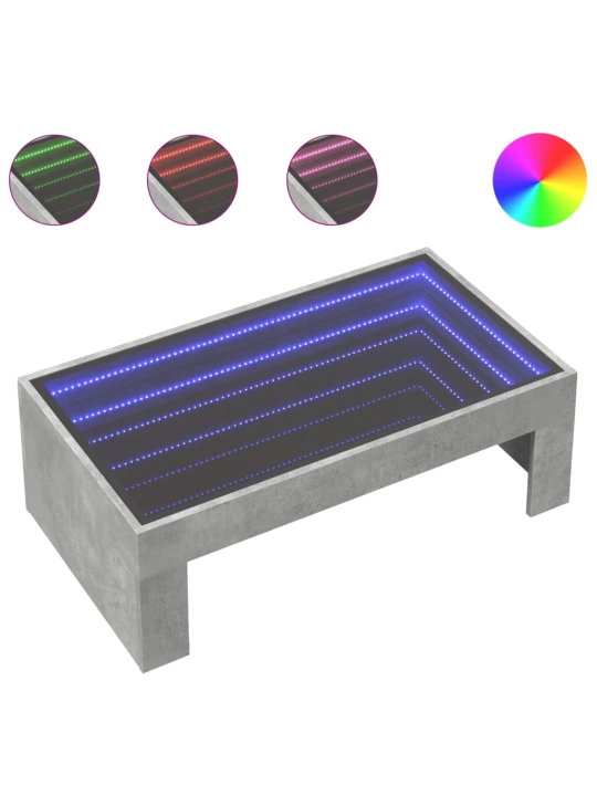 Konferenční stolek s Infinity LED betonově šedý 90 x 50 x 30 cm