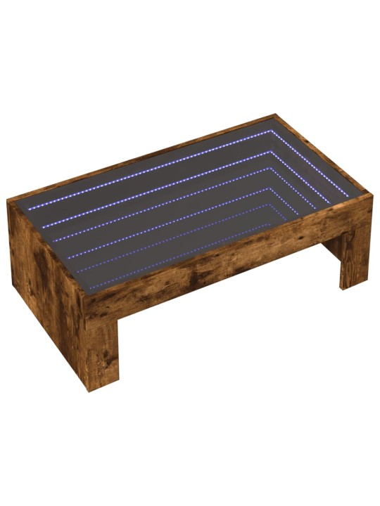 Konferenční stolek s infinity led kouřový dub 90 x 50 x 30 cm
