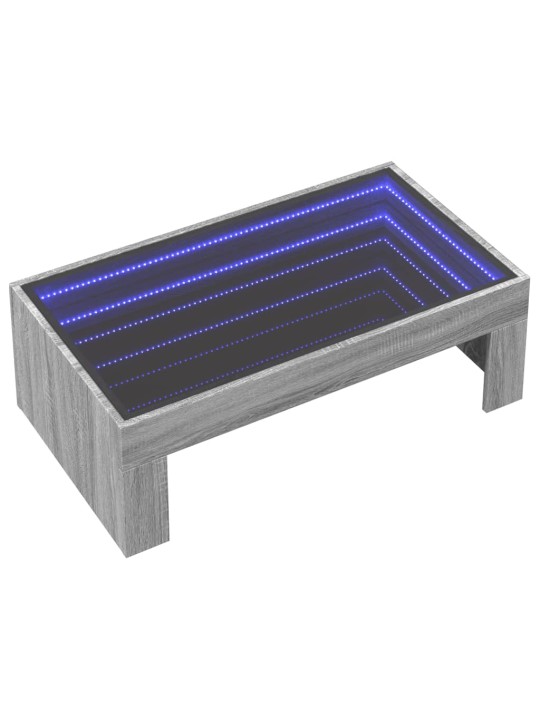 Konferenční stolek s infinity led šedý sonoma 90 x 50 x 30 cm