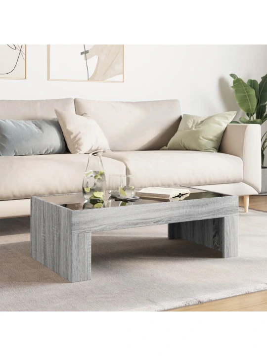 Konferenční stolek s infinity led šedý sonoma 90 x 50 x 30 cm