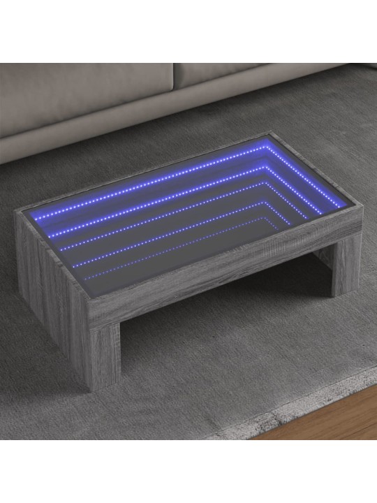 Konferenční stolek s infinity led šedý sonoma 90 x 50 x 30 cm