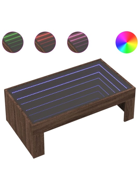 Konferenční stolek s infinity led hnědý dub 90 x 50 x 30 cm