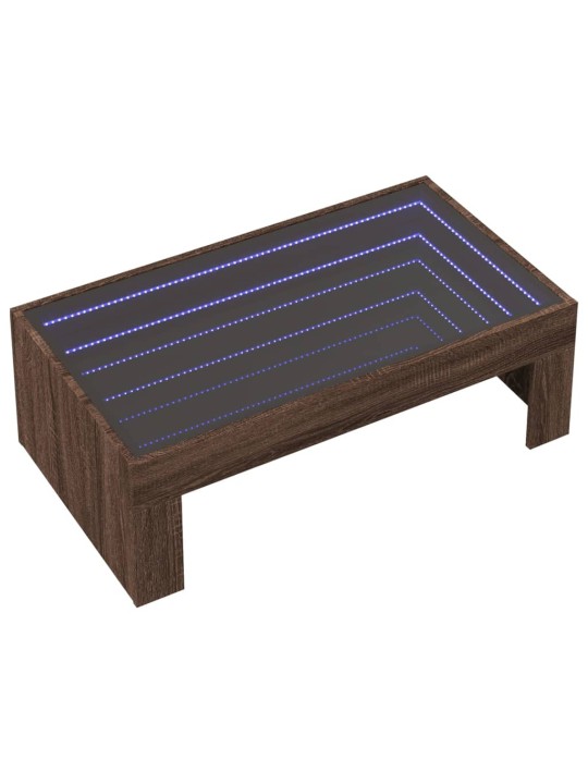Konferenční stolek s infinity led hnědý dub 90 x 50 x 30 cm