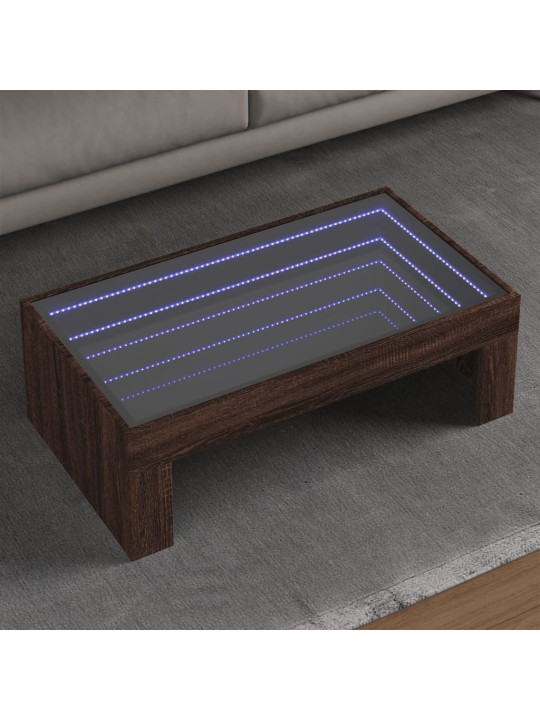 Konferenční stolek s infinity led hnědý dub 90 x 50 x 30 cm