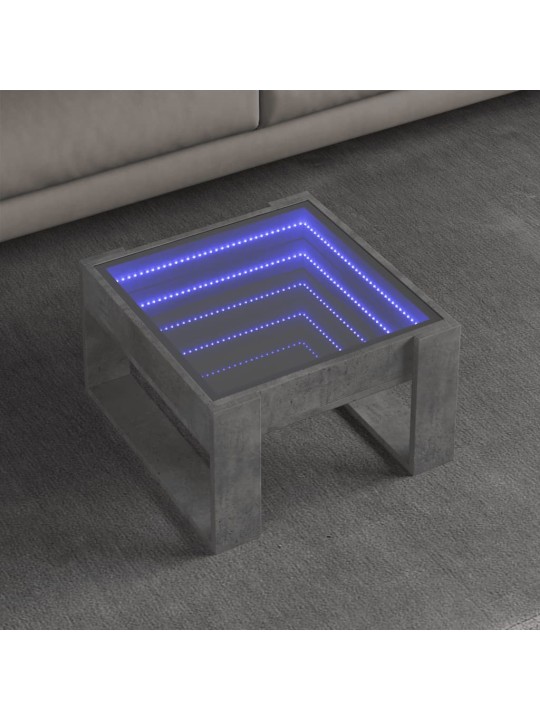 Konferenční stolek s Infinity LED betonově šedý 50x53x30 cm