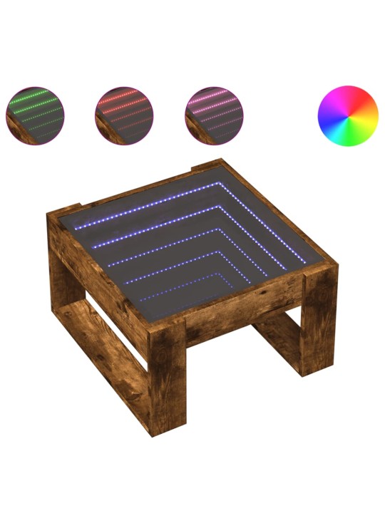 Konferenční stolek s infinity led kouřový dub 50 x 53 x 30 cm