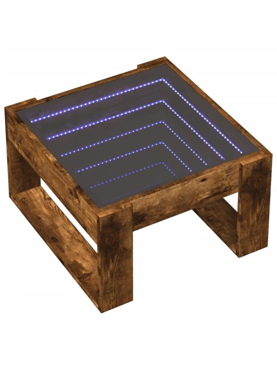 Konferenční stolek s infinity led kouřový dub 50 x 53 x 30 cm