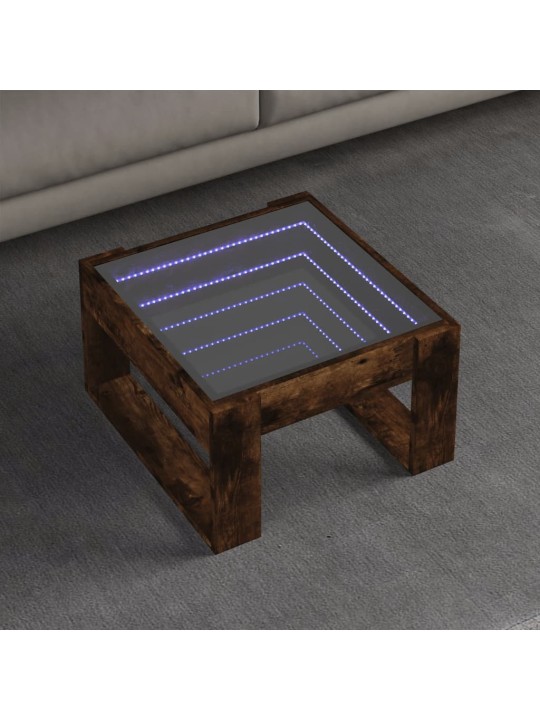 Konferenční stolek s infinity led kouřový dub 50 x 53 x 30 cm