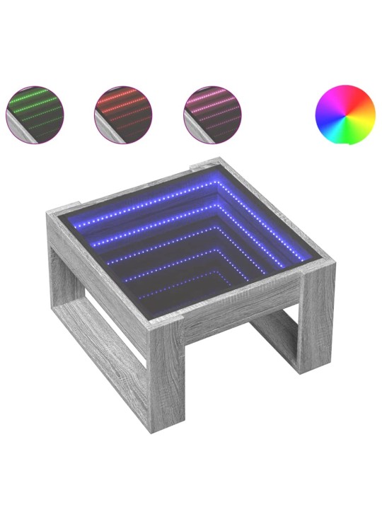 Konferenční stolek s infinity led šedý sonoma 50 x 53 x 30 cm