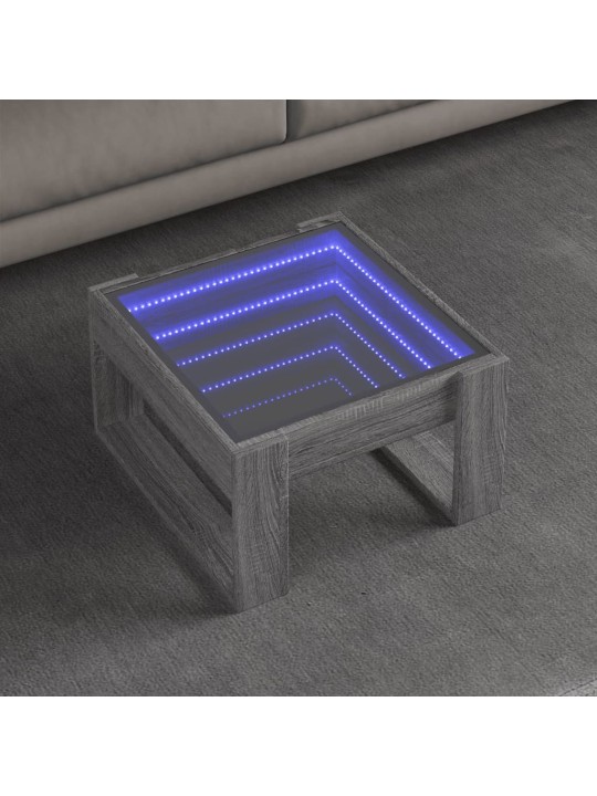 Konferenční stolek s infinity led šedý sonoma 50 x 53 x 30 cm