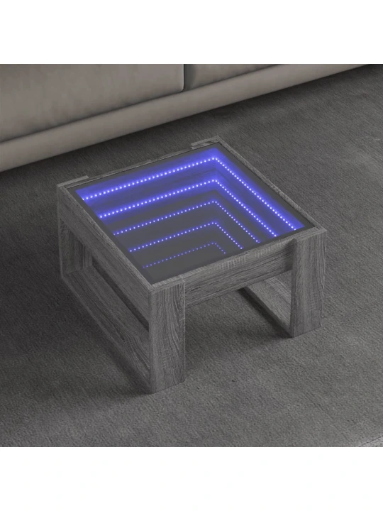 Konferenční stolek s infinity led šedý sonoma 50 x 53 x 30 cm