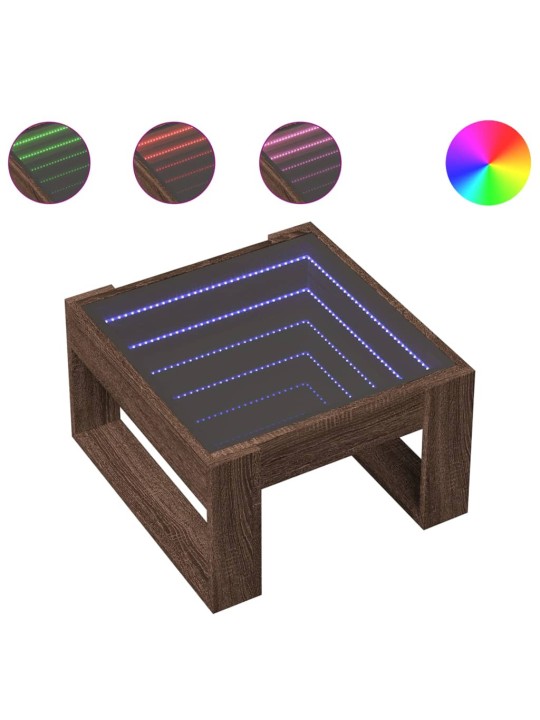Konferenční stolek s infinity led hnědý dub 50 x 53 x 30 cm