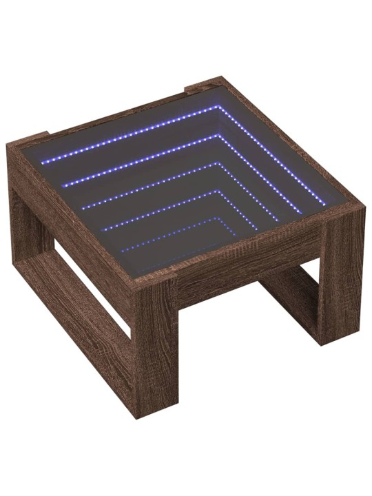 Konferenční stolek s infinity led hnědý dub 50 x 53 x 30 cm