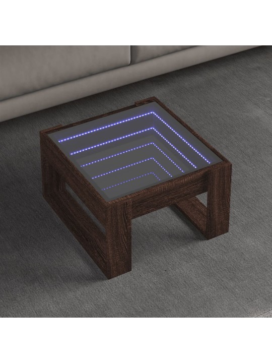 Konferenční stolek s infinity led hnědý dub 50 x 53 x 30 cm