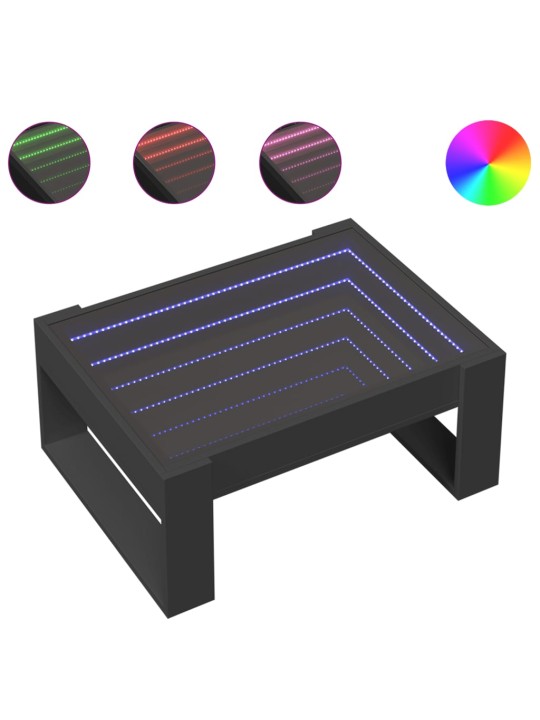Konferenční stolek s Infinity LED černý 70 x 53 x 30 cm