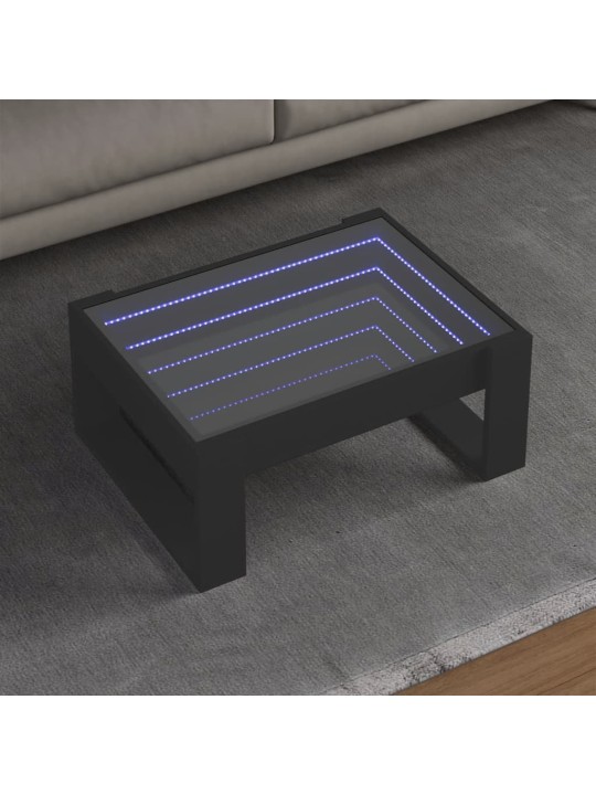 Konferenční stolek s Infinity LED černý 70 x 53 x 30 cm