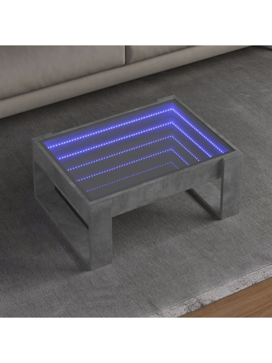 Konferenční stolek s Infinity LED betonově šedý 70 x 53 x 30 cm