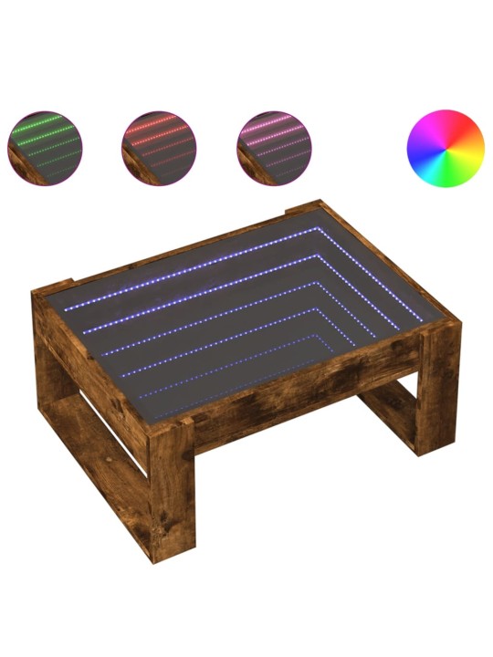 Konferenční stolek s infinity led kouřový dub 70 x 53 x 30 cm