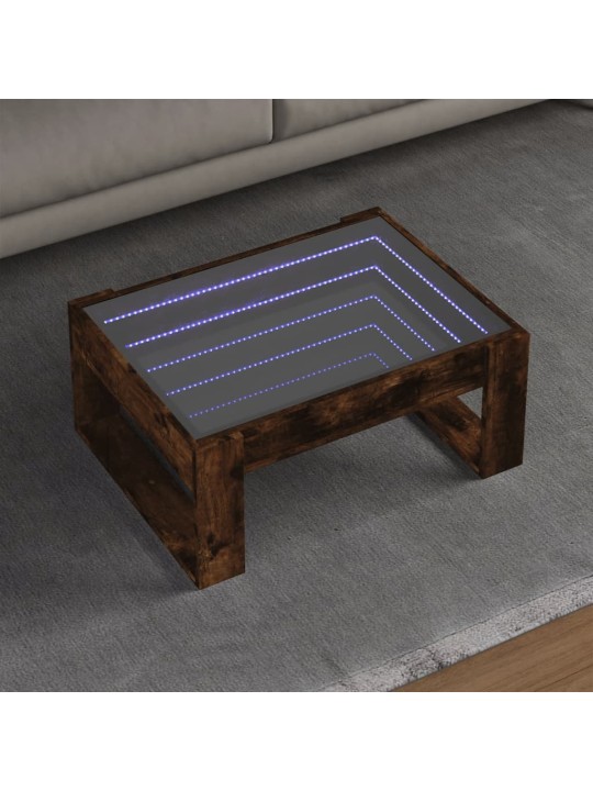 Konferenční stolek s infinity led kouřový dub 70 x 53 x 30 cm