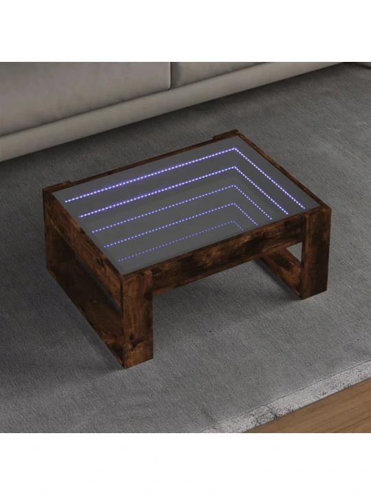 Konferenční stolek s infinity led kouřový dub 70 x 53 x 30 cm
