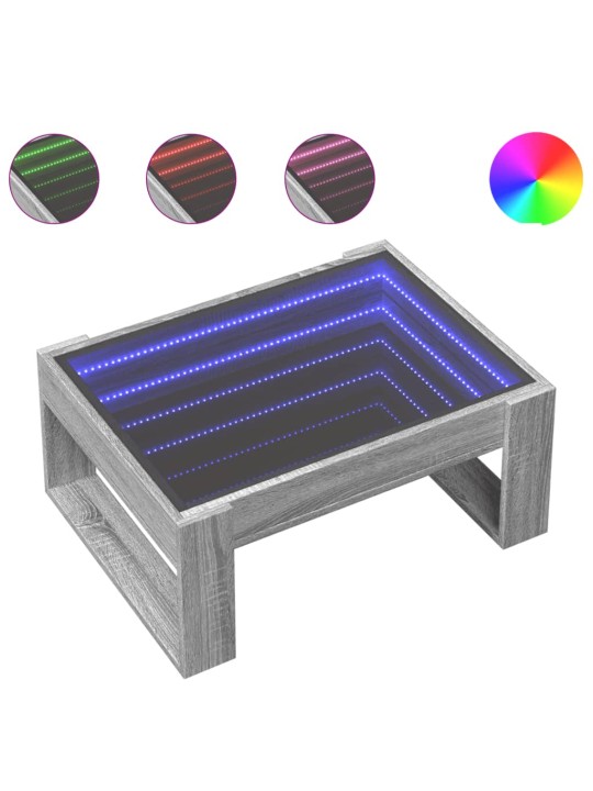 Konferenční stolek s infinity led šedý sonoma 70 x 53 x 30 cm