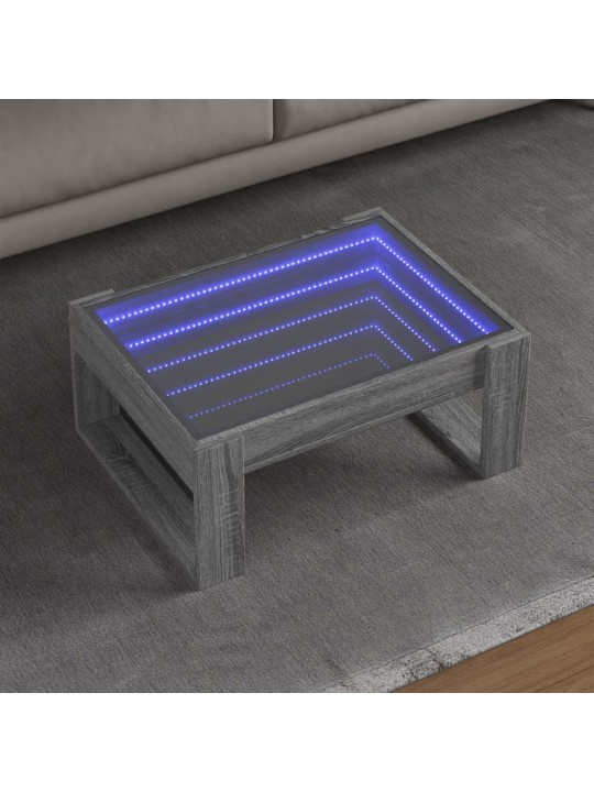 Konferenční stolek s infinity led šedý sonoma 70 x 53 x 30 cm