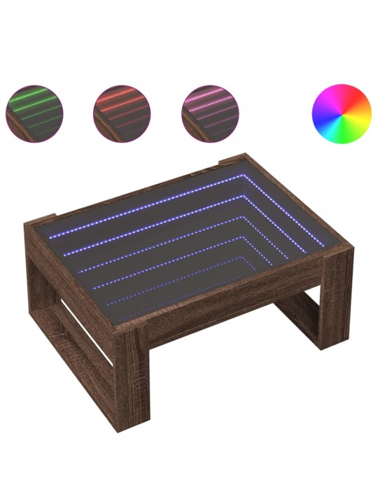 Konferenční stolek s infinity led hnědý dub 70 x 53 x 30 cm