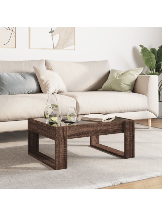 Konferenční stolek s infinity led hnědý dub 70 x 53 x 30 cm