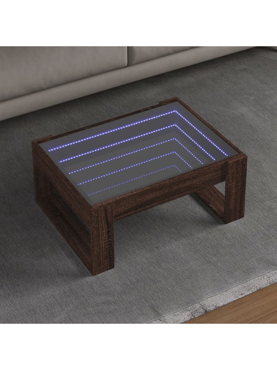 Konferenční stolek s infinity led hnědý dub 70 x 53 x 30 cm