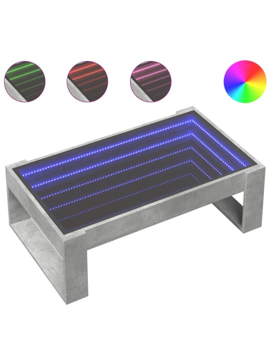 Konferenční stolek s Infinity LED betonově šedý 90 x 53 x 30 cm