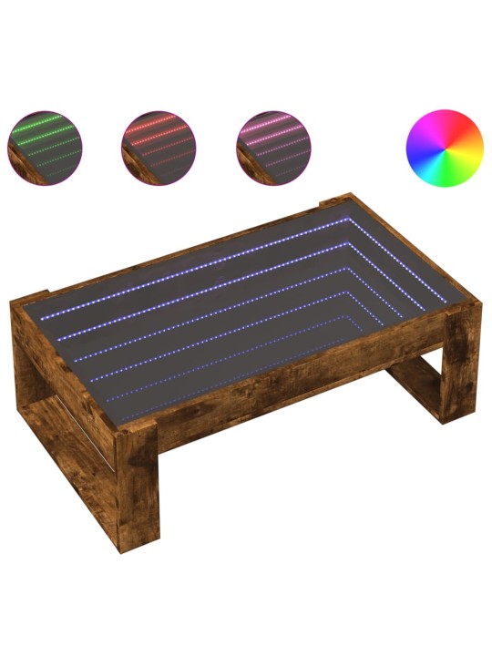 Konferenční stolek s infinity led kouřový dub 90 x 53 x 30 cm