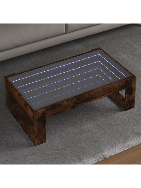 Konferenční stolek s infinity led kouřový dub 90 x 53 x 30 cm