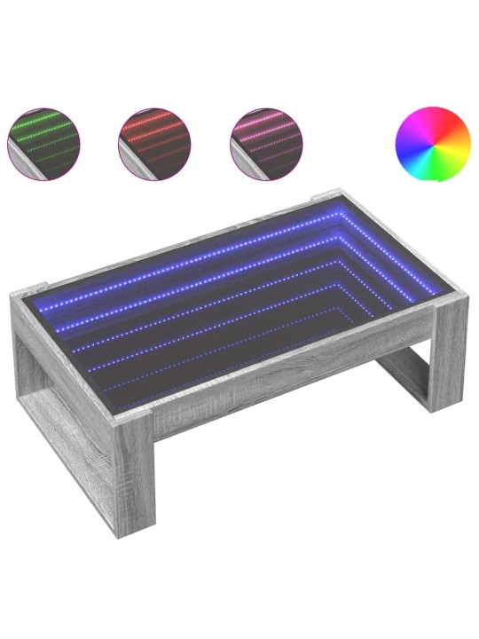 Konferenční stolek s infinity led šedý sonoma 90 x 53 x 30 cm