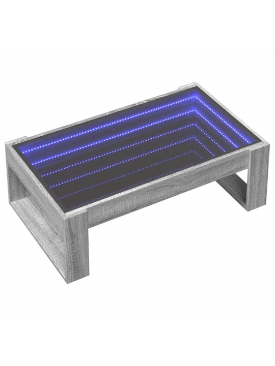 Konferenční stolek s infinity led šedý sonoma 90 x 53 x 30 cm