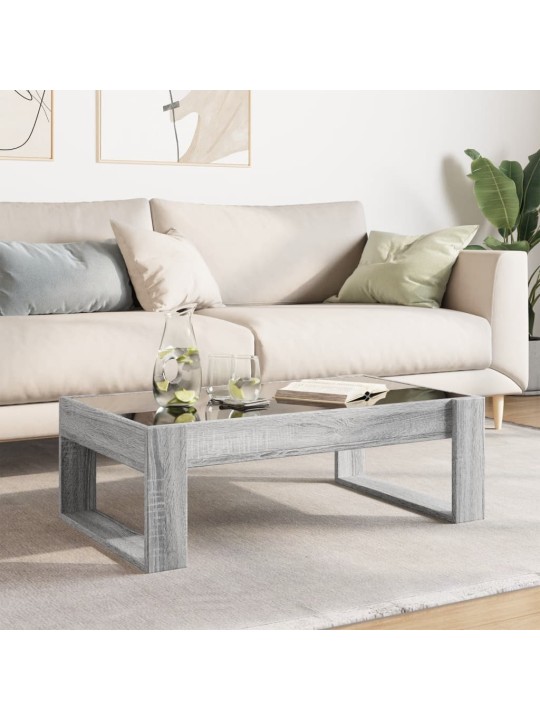 Konferenční stolek s infinity led šedý sonoma 90 x 53 x 30 cm