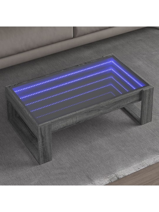 Konferenční stolek s infinity led šedý sonoma 90 x 53 x 30 cm