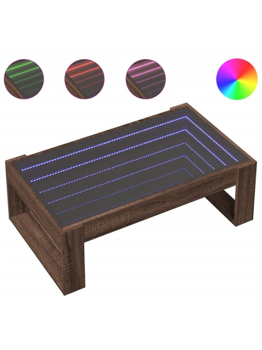 Konferenční stolek s infinity led hnědý dub 90 x 53 x 30 cm
